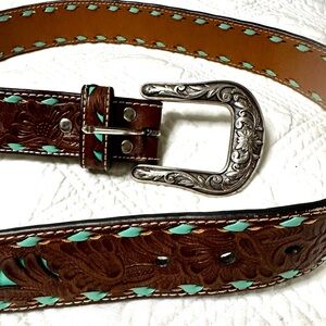 Nocona Turquoise Inlay Ladies Western Belt Size Small